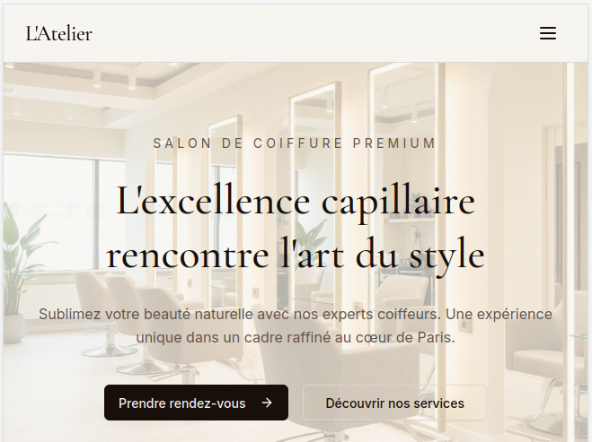 Aperçu du site L'atelier coiffure